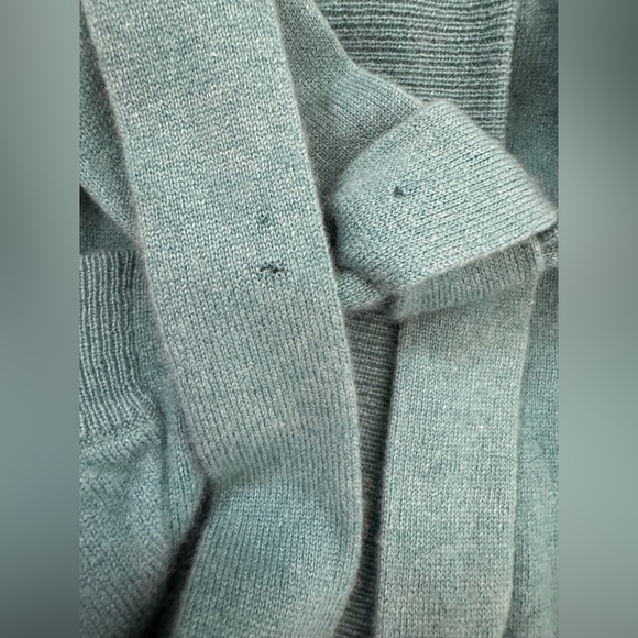 Beth Bowley Teal Knit Cardigan Long - Medium Cashmere Belted Sweater V-neck - Picture 9 of 12